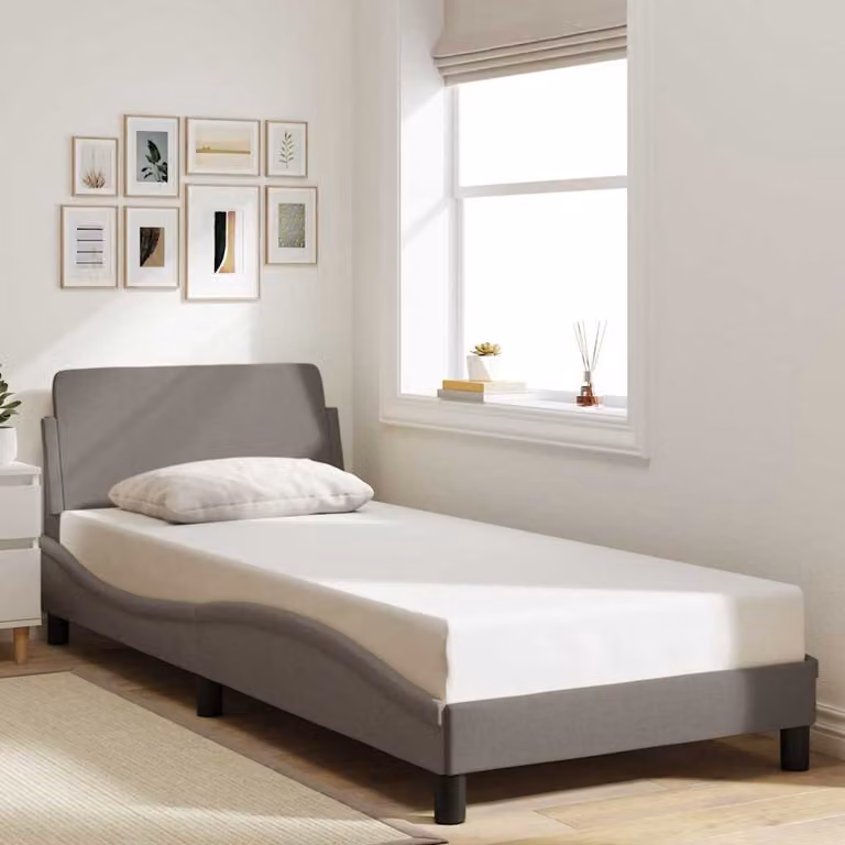 Giroletto con Testiera Dover vidaXL in Tessuto Tortora L 80 cm x P 200 cm