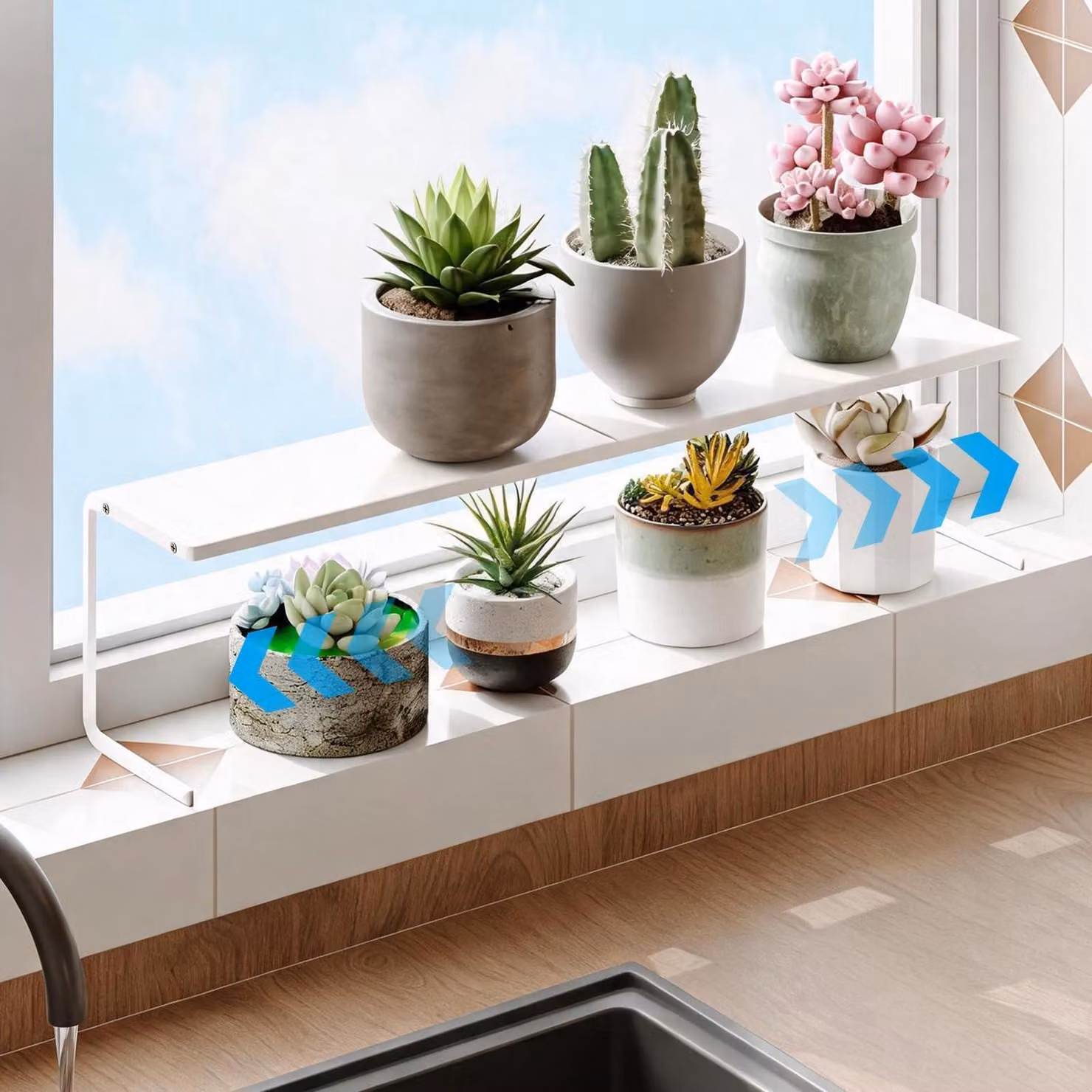 Piccolo organizer per scaffali, colore bianco, dimensioni 35-60 x 9 x 15 cm