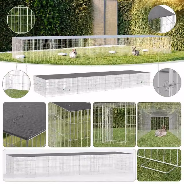 Rabbit Cage, 4 Panels, 433x109x54 Cm, Galvanized Iron