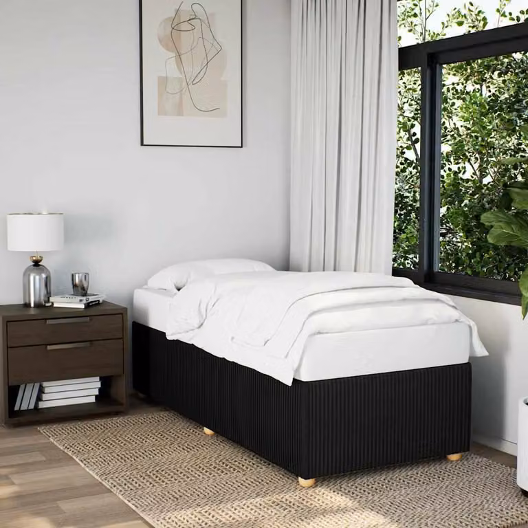 vidaXL Giroletto senza materasso in tessuto nero, L 90 x P 200 cm