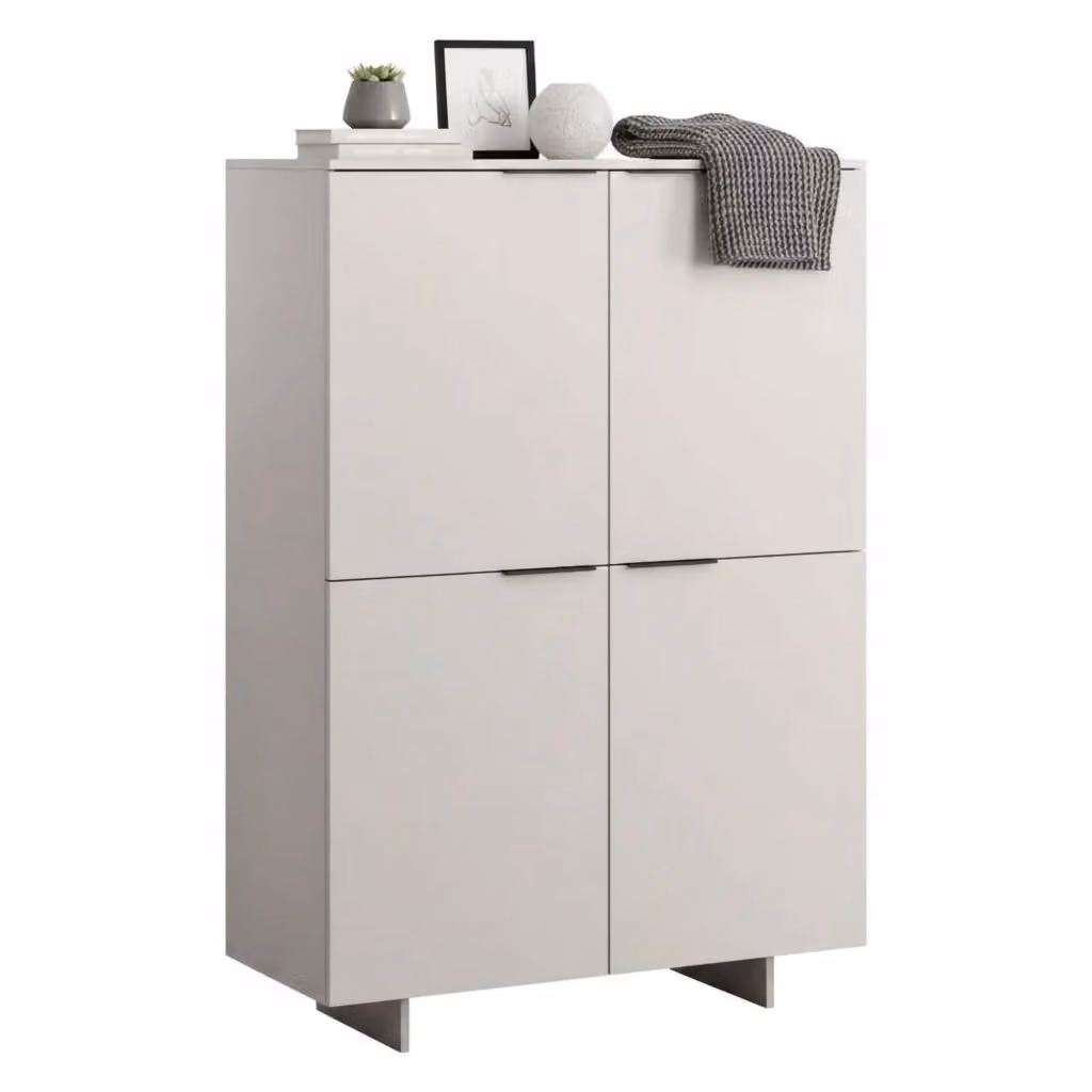 Credenza Colonno DMORA con quattro ante battenti, Madia moderna beige per soggiorno e ufficio, L 100 cm, P 42 cm, H 145 cm – 2