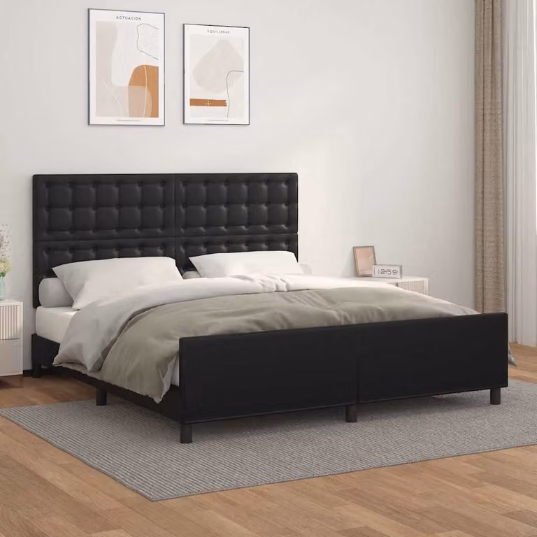 Giroletto con Testiera vidaXL in Similpelle Nero L/P: 180 x 200 cm