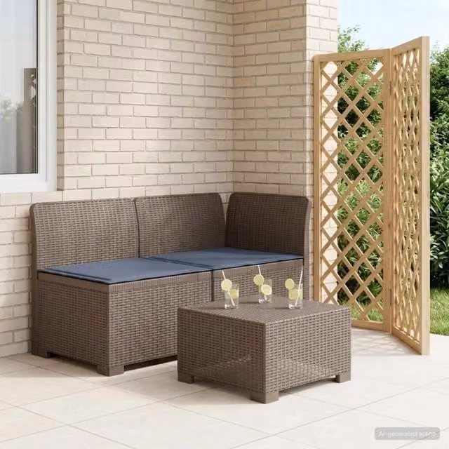Divano da giardino a 2 posti con cuscini in rattan e design moderno per esterno, colore marrone e grigio