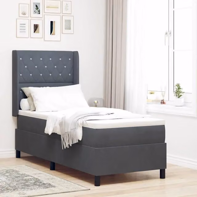 Letto a molle con materasso vidaXL in velluto grigio, L/P/H: 200 x 80 x 140 cm – 1