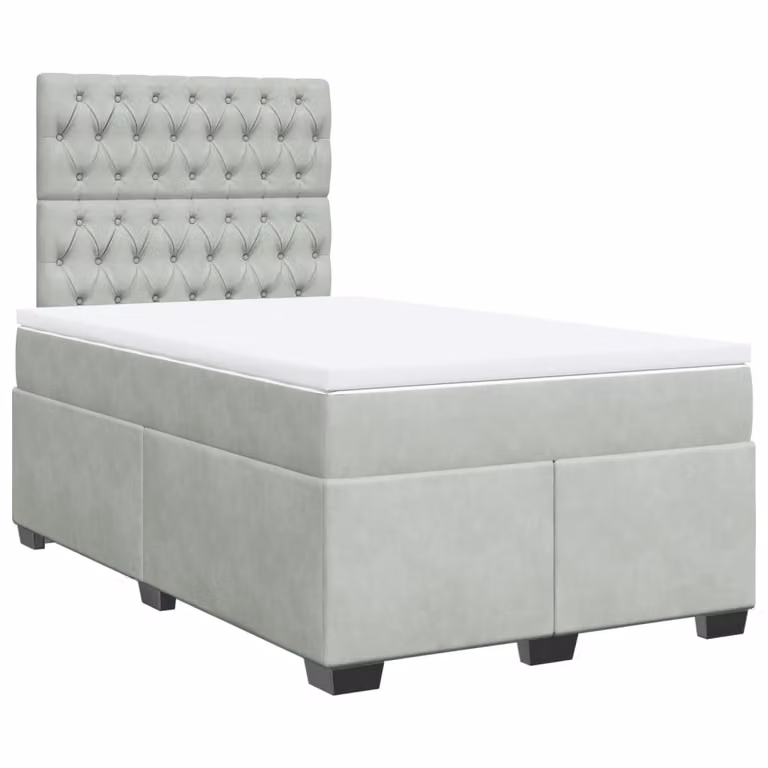 Giroletto a Molle con Materasso Grigio Chiaro 120x200cm Velluto