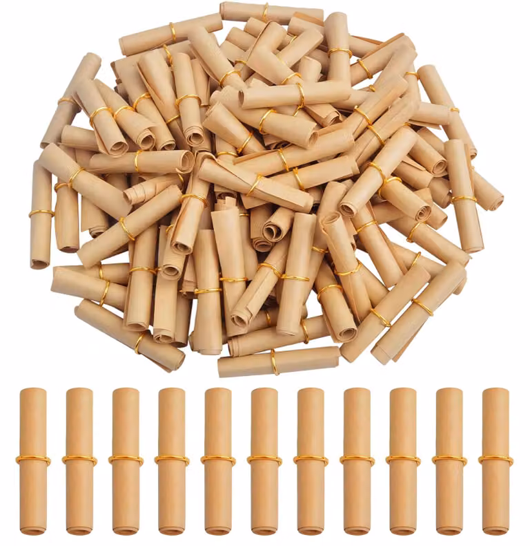 300 rotoli di carta mini, ideali per biglietti o piccoli messaggi, dimensioni 6x3 cm, carta kraft