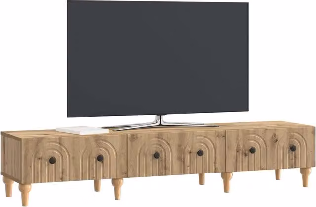 Mobile TV moderno in rovere color marrone con cassetto, L 147 x P 34,5 x H 30 cm