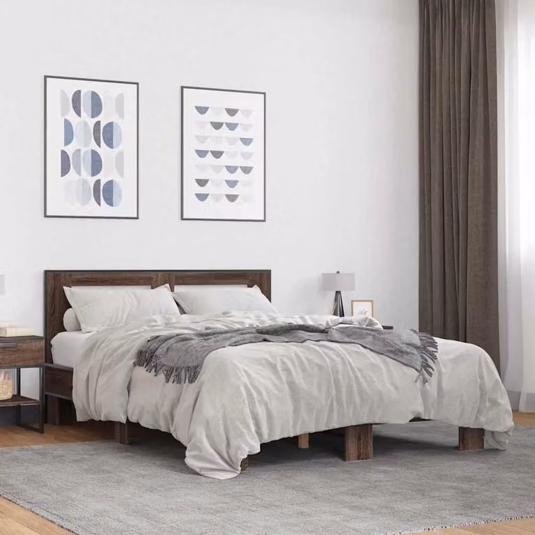 vidaXL Giroletto in Legno e Metallo Rovere Marrone L/P: 120 x 200 cm