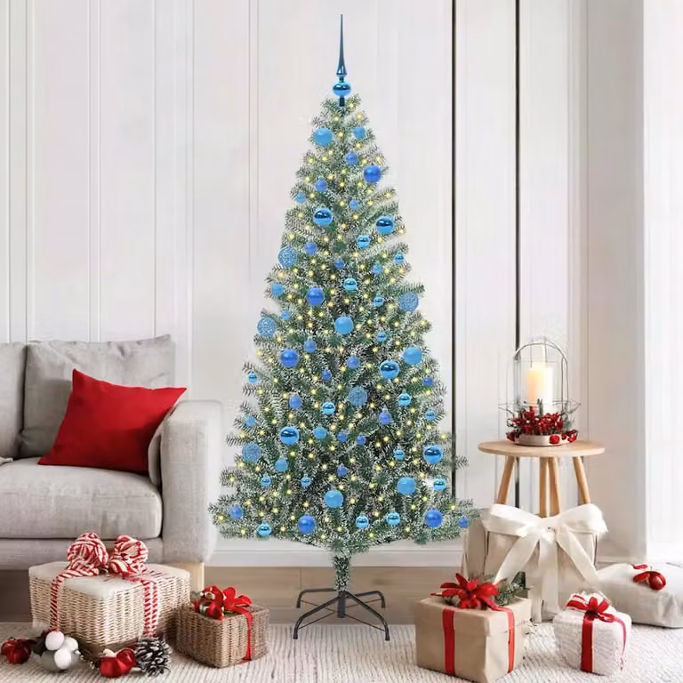 vidaXL Albero di Natale Artificiale Imbiancato con Luci LED 180 cm