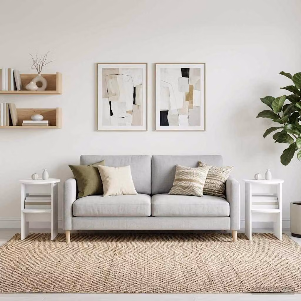 Set di 2 tavolini laterali mobili vidaXL in legno ingegnerizzato bianco, Ø 40 x 50 cm