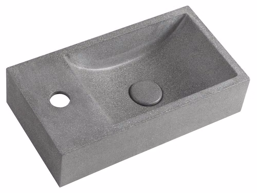 Sapho Small - Lavabo, 400x220 mm, senza sfioratore, 1 foro per rubinetto a sinistra, granito nero AR403