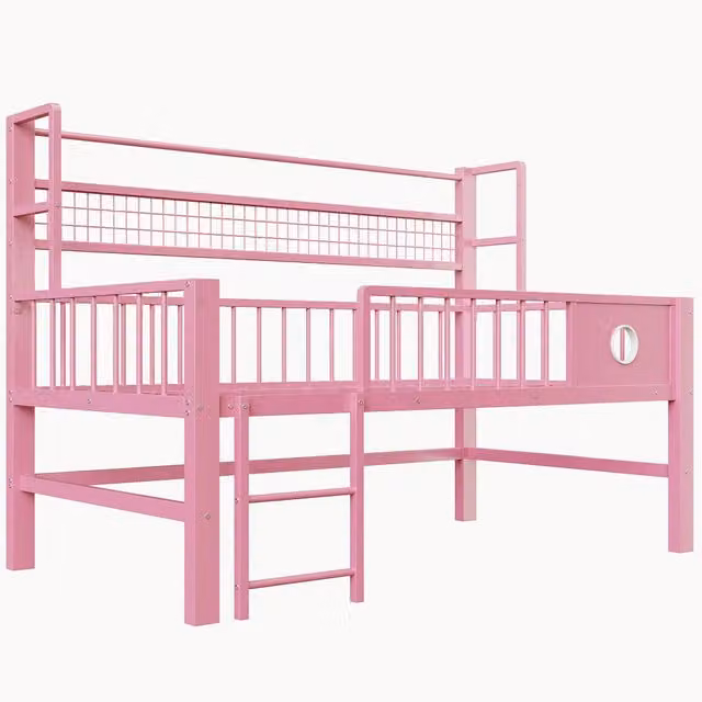 Letto a castello basso per bambini REDOM in metallo rosa L/P/H: 90 x 200 x 125,5 cm