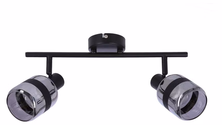 Faretto da soffitto/parete YUKI - 2xE14, 15W, vetro nero/fumé