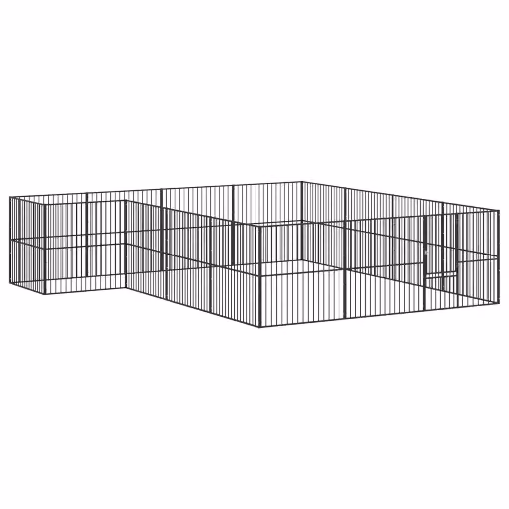 Box per cani vidaXL in metallo nero opaco con 16 pannelli – 2