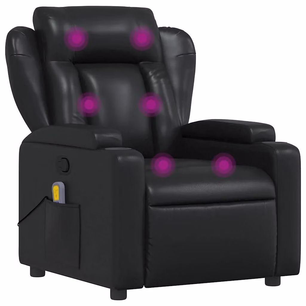 Poltrona Relax Reclinabile vidaXL in Similpelle Nera con Braccioli e Imbottitura in Schiuma – 2