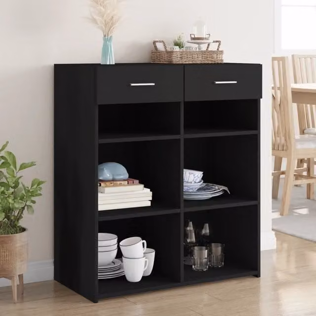 Credenza Buffet Armadio da Cucina Design Mania Nera in Legno MDF L: 80 cm, P: 42,5 cm, H: 93 cm – 1