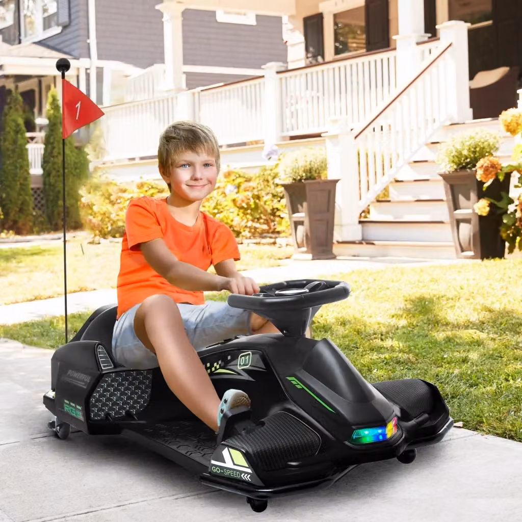 Go Kart Elettrico per Bambini GIORDANOSHOP Nero con Luci e Suoni per Drifting – 2