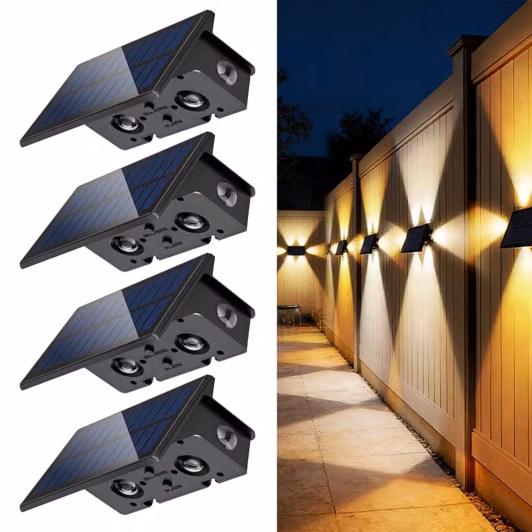Lampade solari da esterno, confezione da 4, grado di protezione IP65, LED, luce bianco caldo
