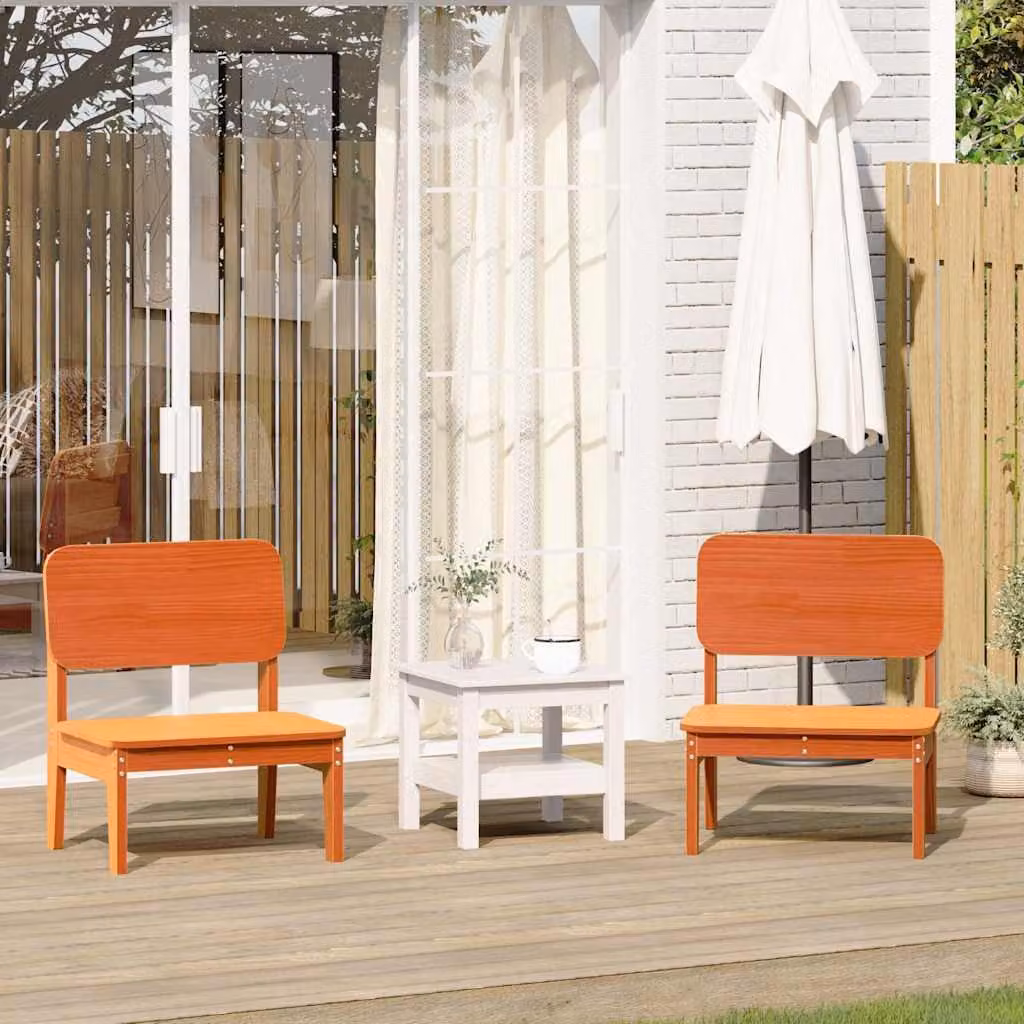 Set di 2 sedie da giardino vidaXL in legno massello di pino cerato, colore marrone arancio, stile rustico