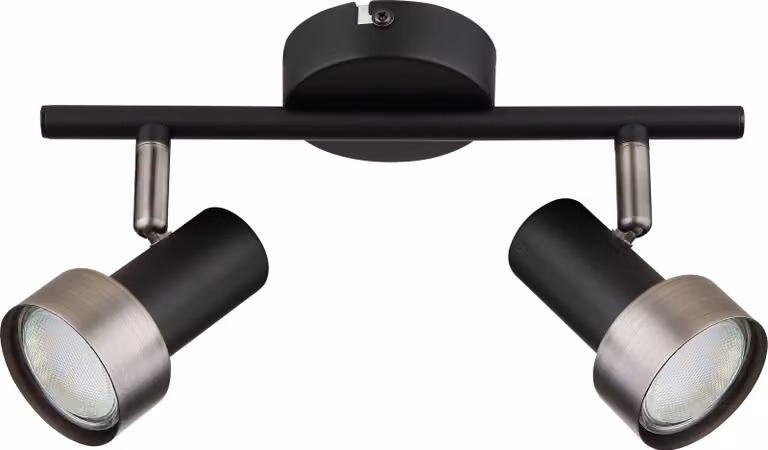 Striscia da parete/soffitto nero opaco / argento GU10 2x50W Konrad 73012 Rabalux