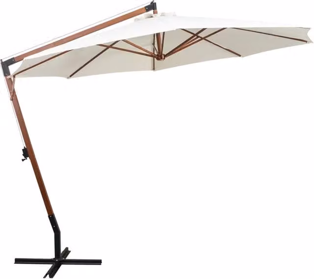 Ombrellone Pensile Videx con Palo in Legno Bianco e Copertura in Poliestere 350 cm