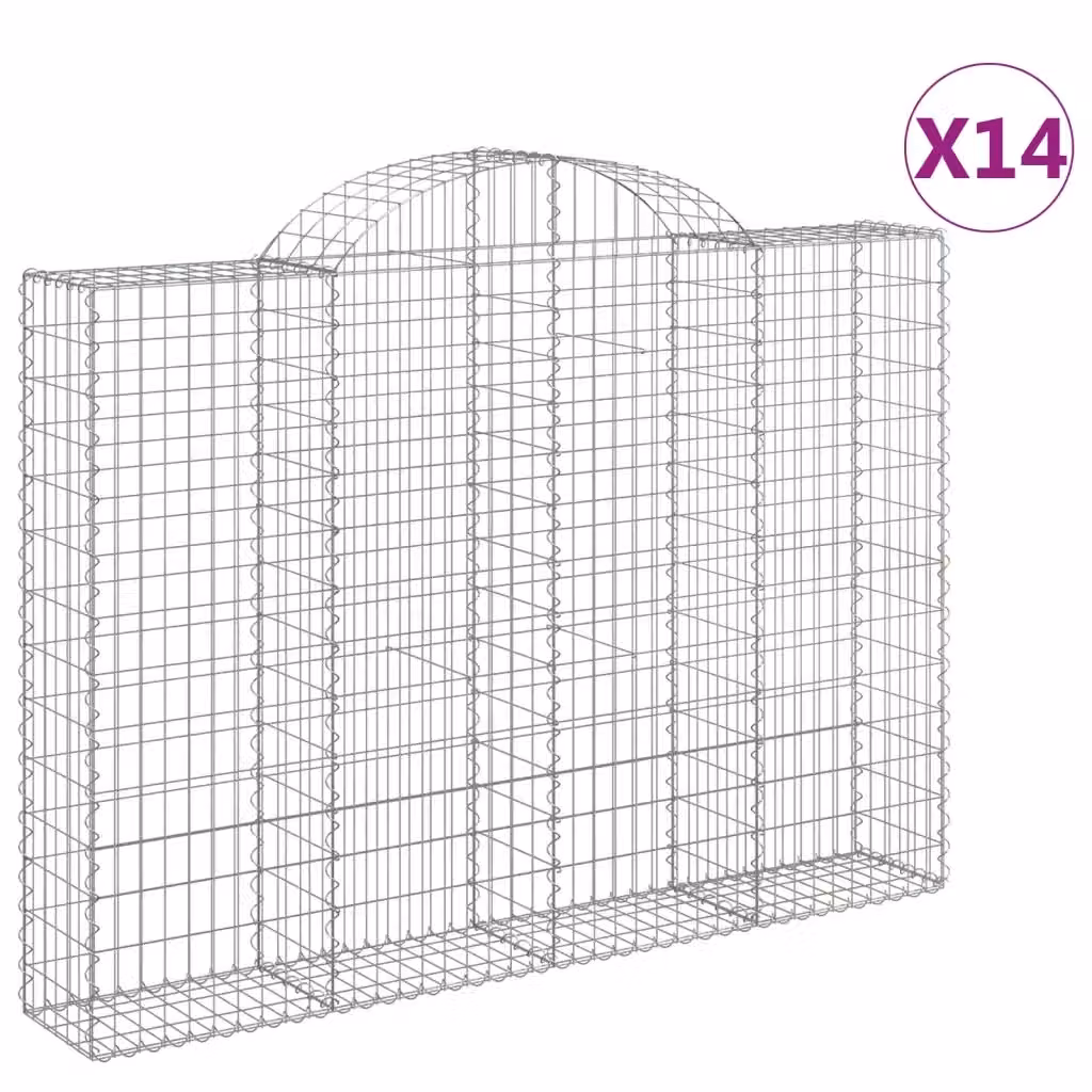 Set di 14 Cesti Gabbioni ad Arco Videx in Acciaio Zincato Argento L: 200 cm, P: 30 cm, H: 140/160 cm – 2