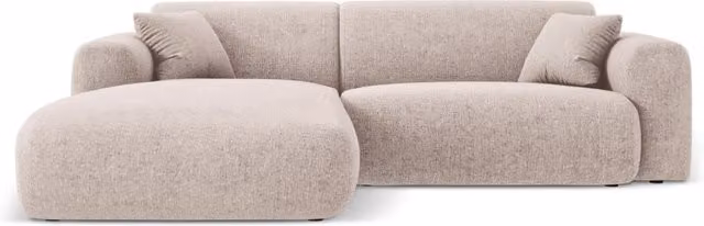 Divano angolare sinistro Nolio Cosmopolitan Design a 4 posti in ciniglia beige L/P/H: 235 x 104 x 72 cm
