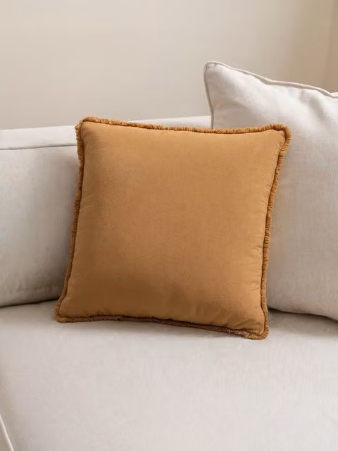 Cuscino quadrato Feel color camel in cotone Kenay Home 45 x 45 cm