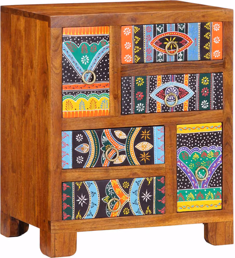 Credenza Multicolore 50x35x60 in Legno Massello di Acacia