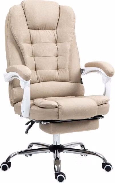 Sedia da Ufficio Manager con Poggiapiedi ¨C Xylo ¨C Schienale Reclinabile, Braccioli Imbottiti, Beige