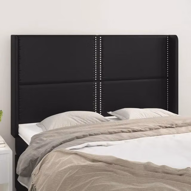 Testiera ad orecchio Design Mania in similpelle nera L: 147 cm, P: 16 cm, H: 118/128 cm – 1