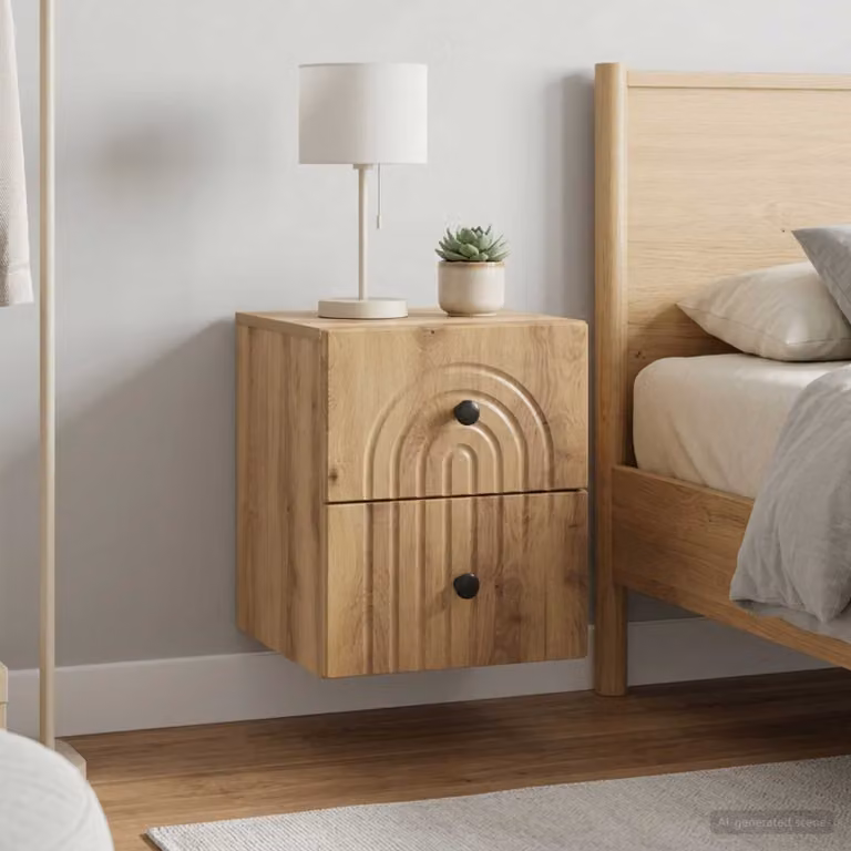 Set di 2 comodini sospesi vidaXL in stile moderno colore marrone opaco L: 34,5 cm, P: 40,0 cm, H: 17,8 cm