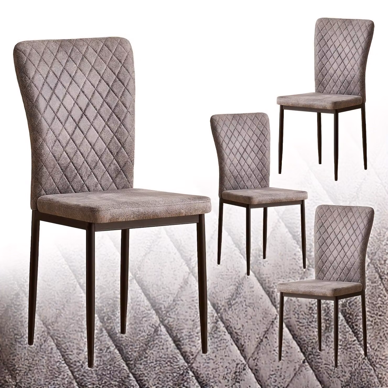 Sedie da pranzo - Set di sedie imbottite con schienale alto e gambe in metallo, ideali per la cucina