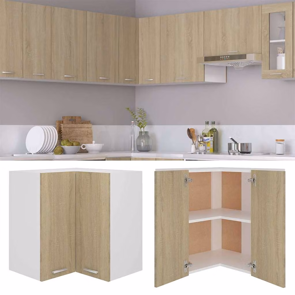 vidaXL Pensile Angolare “Lyon” Rovere Sonoma 57x57x60 cm