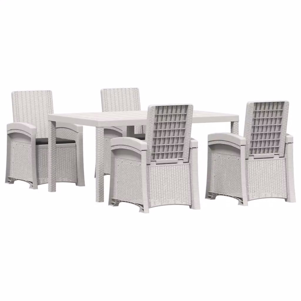 Set da pranzo moderno vidaXL in rattan sintetico per giardino e terrazzo, 5 pezzi, Bianco e Antracite – 2