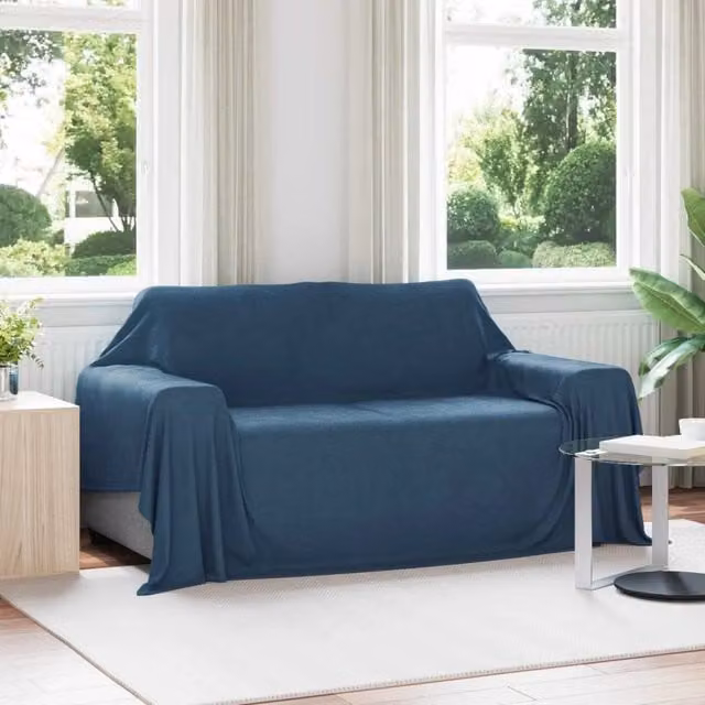 Set di 6 coperte in pile morbido vidaXL, colore blu, L: 280 cm, P: 210 cm