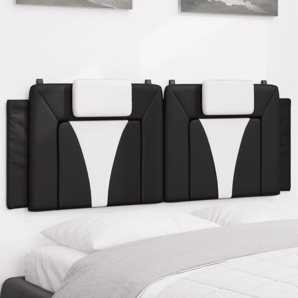 vidaXL Cuscino Testiera Viana in Similpelle Nero e Bianco, Larghezza: 137 cm