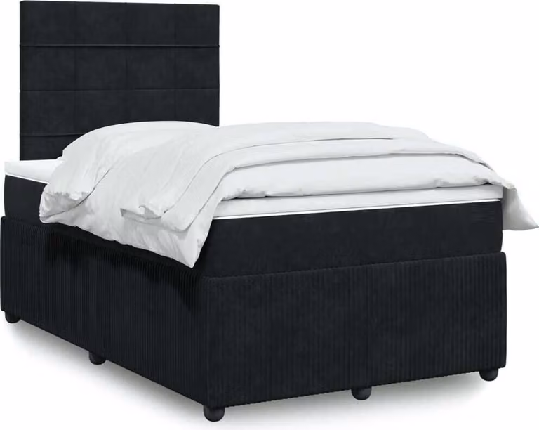 Maison Exclusive - Giroletto a Molle con Materasso Nero 120x190 cm in Velluto
