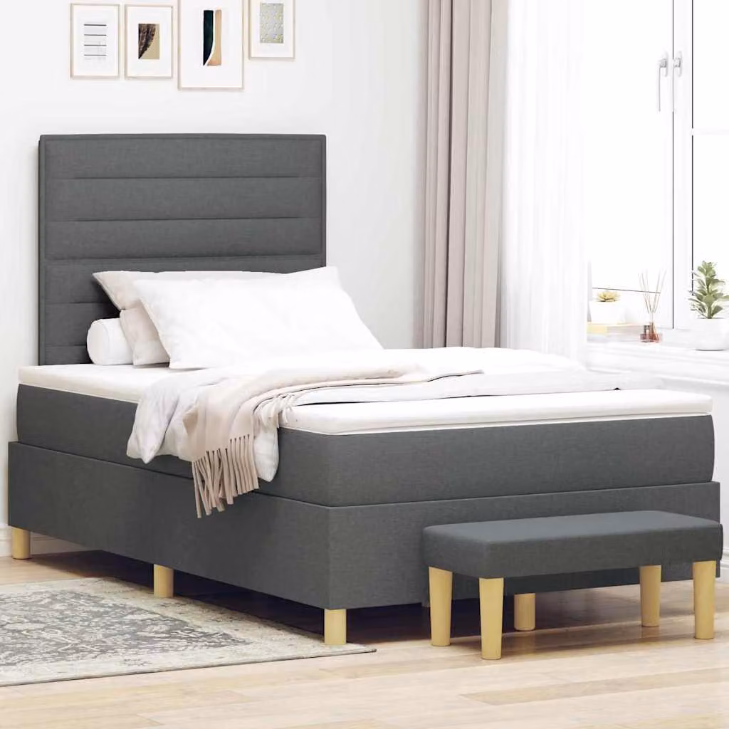 Maison Exclusive - Letto boxspring con testiera grigio scuro 190 x 120 cm in tessuto