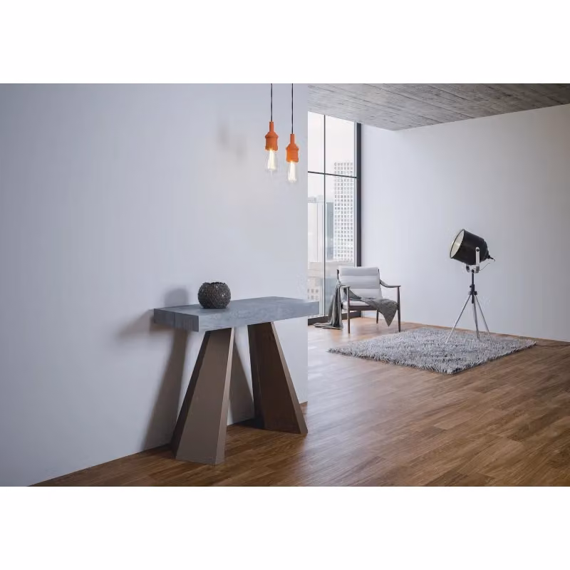 Consolle allungabile Diamante Small Premium Itamoby con telaio Orso colore Cemento L/P/H: 90 x 40 / 196 x 77 cm – 2