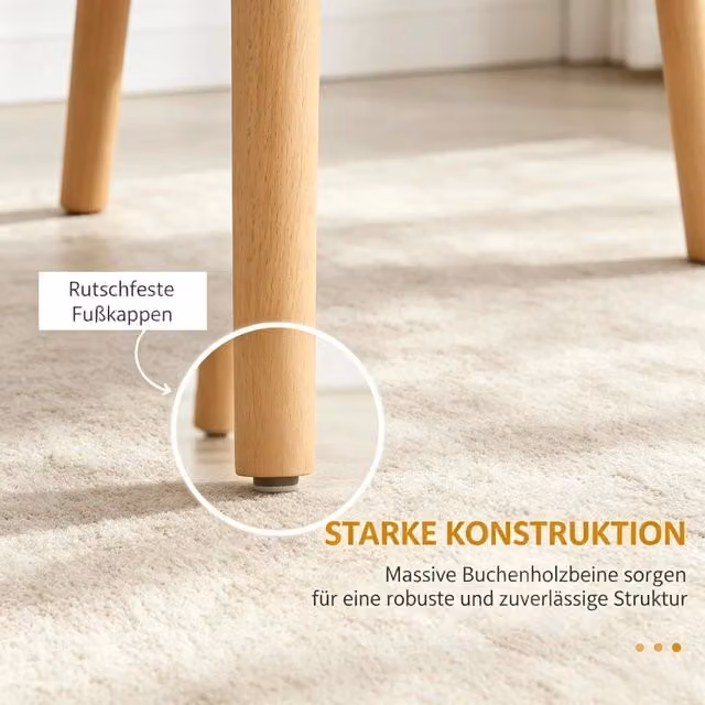 Sedia da pranzo set da 4 in polipropilene con schienale a doghe e gambe in legno di faggio, stile scandinavo nero naturale