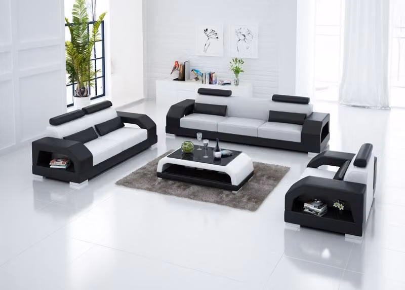 Ledersofa Couch Wohnlandschaft 3+2+1 Sitzer Garnitur Design Modern Sofa USB LED