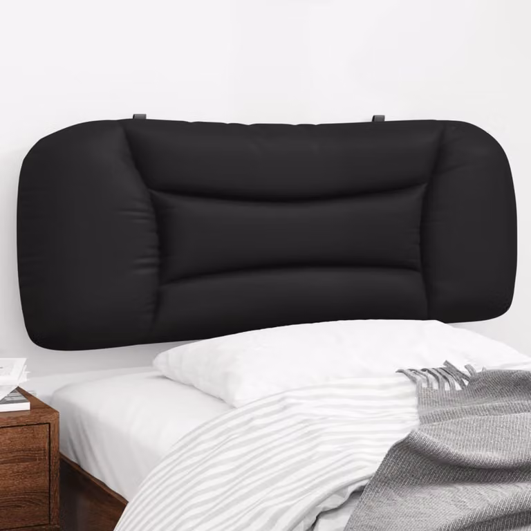 vidaXL Cuscino Testiera Hvar Nero in Similpelle con Design a Righe, L: 110 cm, H: 48 cm, P: 15 cm