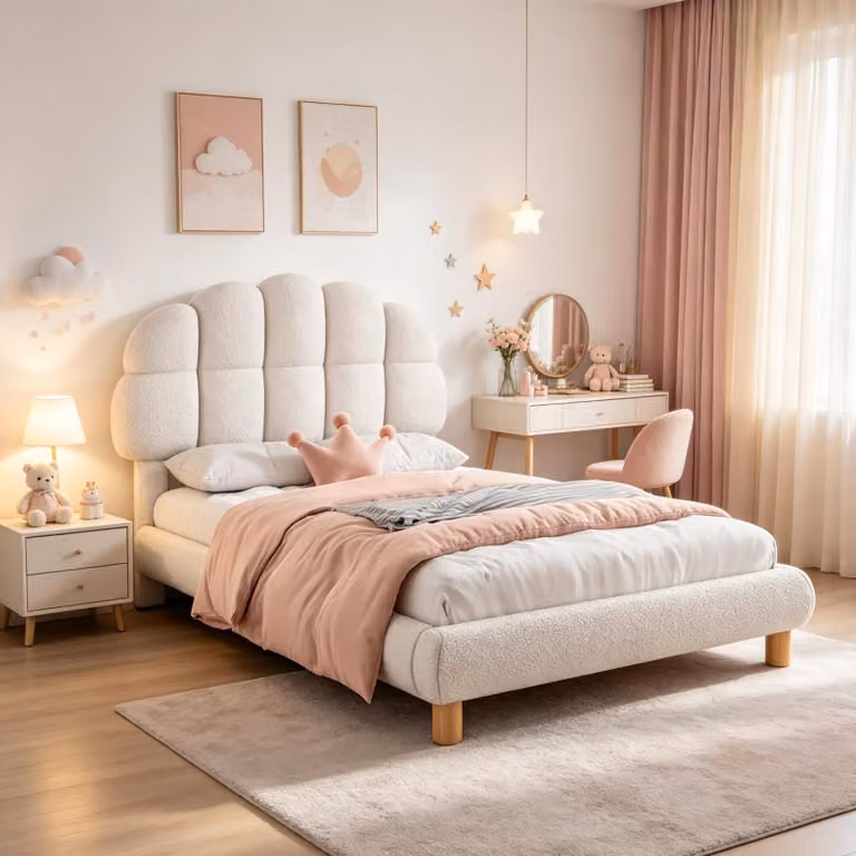 Letto singolo INONEFT, 90x200 cm, letto per bambini con rete a doghe, letto imbottito con poggiatesta regolabile, letto a piattaforma con rete a doghe, rivestito in tessuto simile al velluto, colore bianco