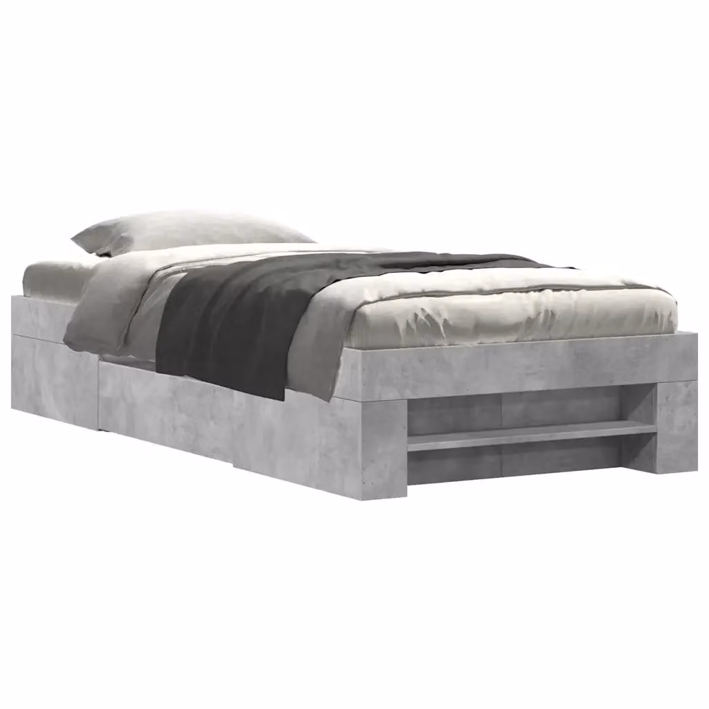 Letto con contenitore e cassetti vidaXL in legno multistrato grigio L: 100 cm, P: 200 cm, H: 33 cm – 2