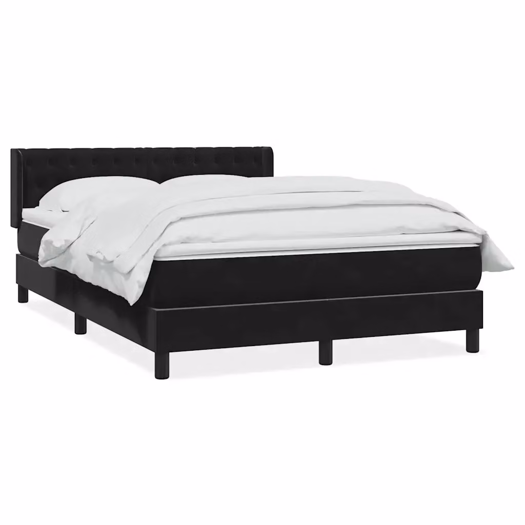 Letto Ibrido vidaXL con Giroletto a Molle e Materasso in Velluto Nero e Bianco L/P/H: 163 x 213 x 88 cm – 2