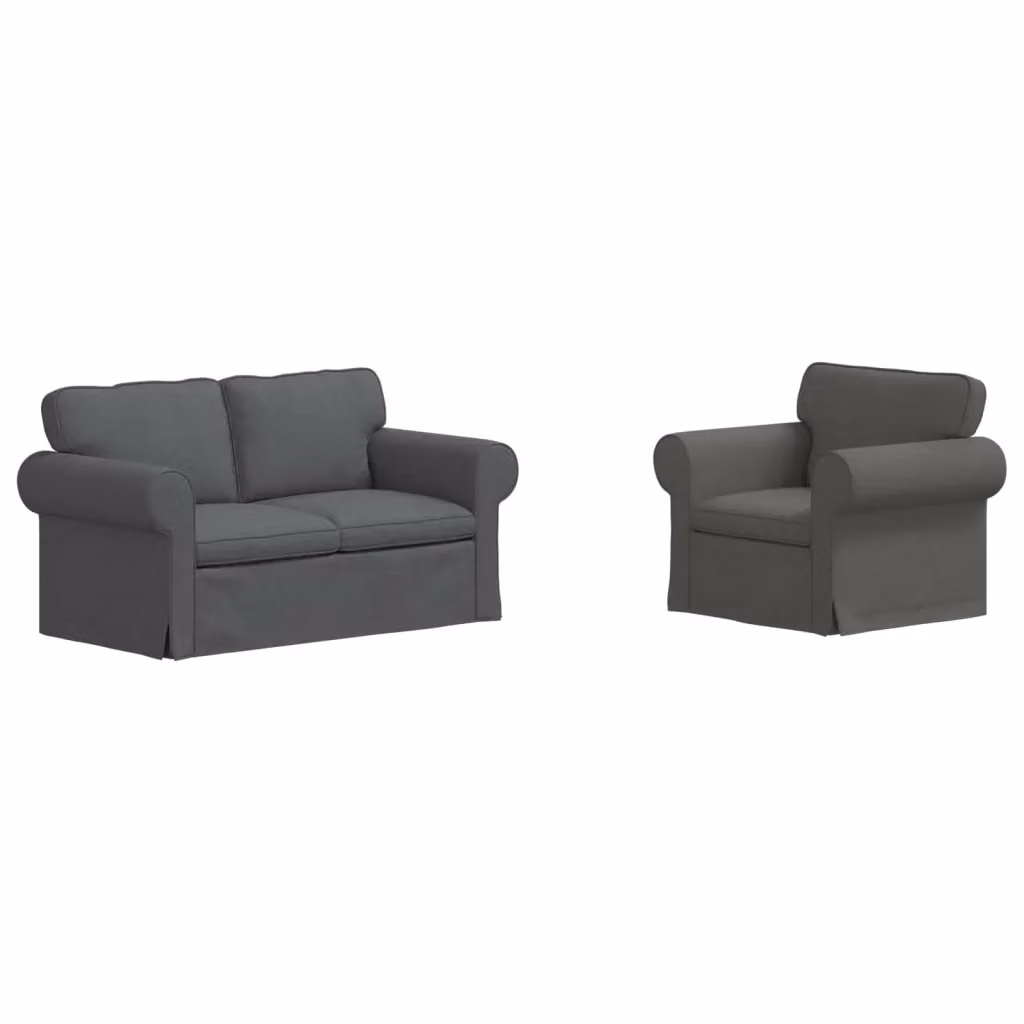 Set di 2 divani vidaXL moderni in tessuto grigio scuro con struttura in metallo L: 155 cm, P: 82 cm, H: 80 cm – 2
