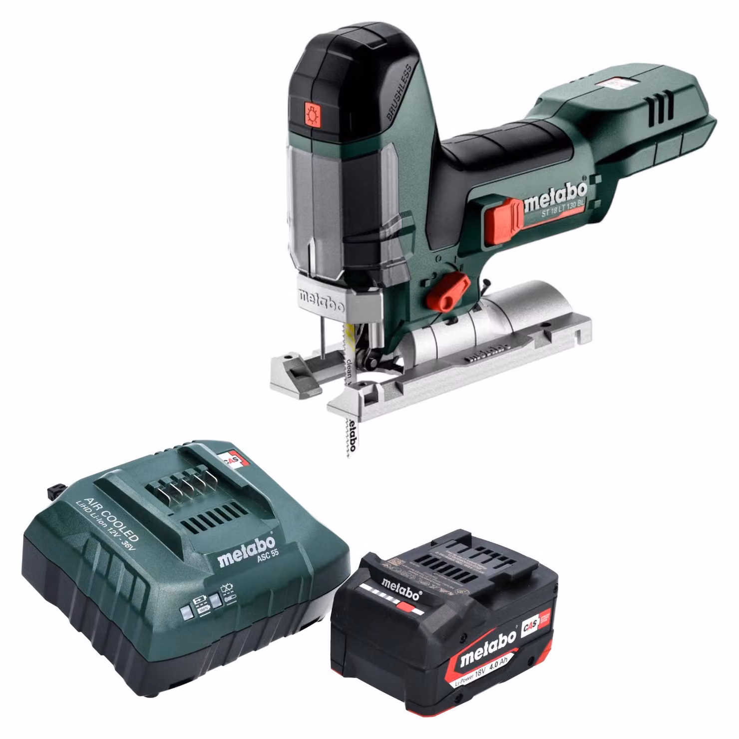 Seghetto alternativo a batteria Metabo ST 18 LT 130 BL 18 V 130 mm senza spazzole + 1x batteria 4,0 Ah + caricatore