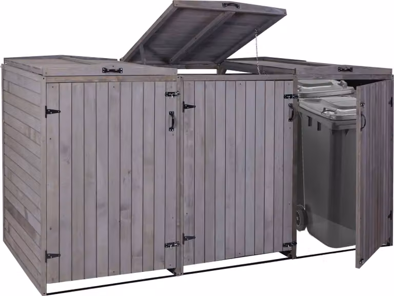 XL 3/6 posti HWC-H74, contenitore per rifiuti, espandibile 126x238x98cm Legno ~ grigio antracite