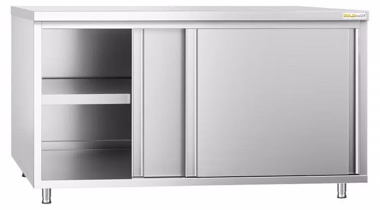 Mobile basso in acciaio inossidabile, dimensioni 1600x600 mm, linea PREMIUM - GOLDINOX